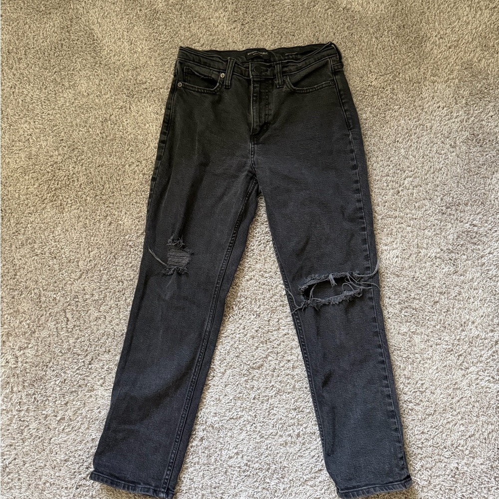 BANANA REPUBLIC - black ripped skinny jeans